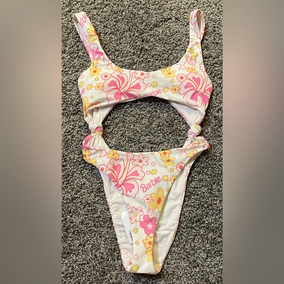 NWT Forever 21 Barbie Monokini One Piece Swimsuit Floral Flowers Size Small - Picture 4 of 14